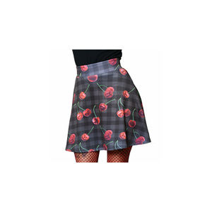 Kreeps Skirts - Cherry Skull Skirt M Goth Plaid Black Red Skater Kreeps Skirts - Cherry Skull Skirt M Goth Plaid Black Red Skater